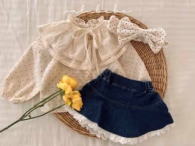 Valubebe24｜(65-90) 蕾絲滾邊牛仔裙15