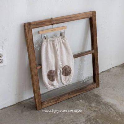 M-KIDS39｜(65-115cm) 2色格紋補丁縮口休閒褲2