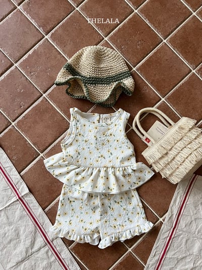 thelala33｜ (70-115) 抓皺碎花荷葉套裝3