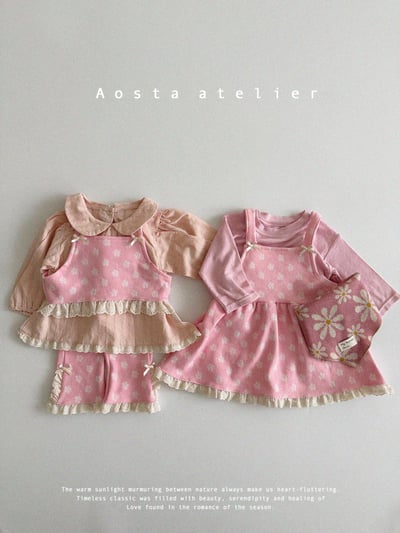 AOSTA｜(4m-5y) 蝴蝶蕾絲吊帶洋裝2
