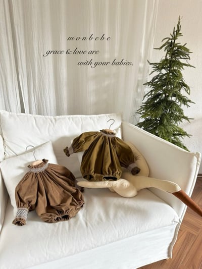 MONBEBE04｜(3m-24m) 冬季滾邊縮口包屁衣5