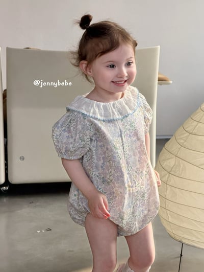 JE696｜(66-90cm) 藍色花卉包屁衣16