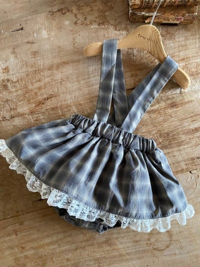 Anne Shirley17｜(3m-22m) 2色格紋/碎花蕾絲吊帶褲裙1