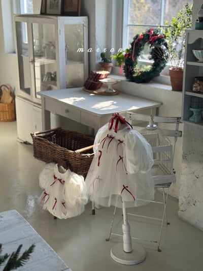 Marron 70｜(1y-6y) 蝴蝶緞帶薄紗蓬蓬洋裝9