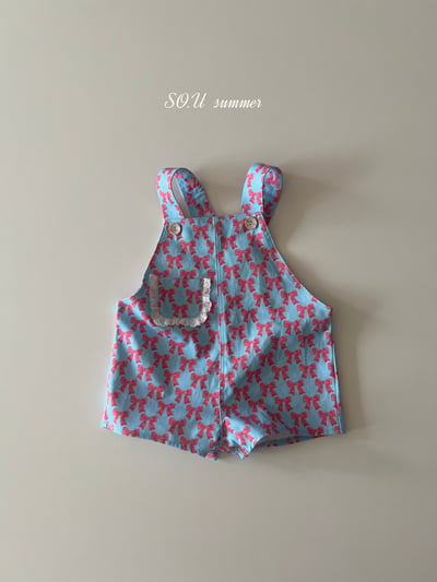 SO.U19｜(6m-4y) 蝴蝶結印花包屁扣吊帶褲4
