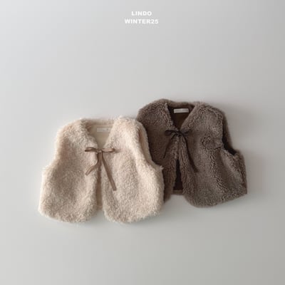 Lindo75｜(80cm-125cm) 緞帶刷毛背心1