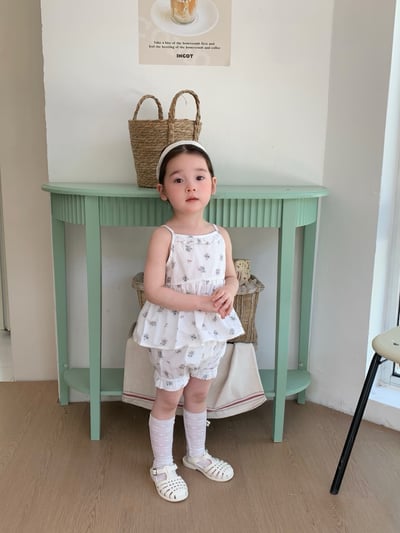 JE54｜(66-100cm) 清新碎花細肩包屁衣/套裝2