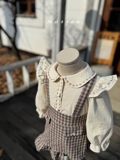 Marron11｜(1y-6y) 愛心滾邊飛袖襯衫3