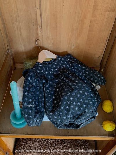 JE 631｜(66-90cm)  小碎花公主袖包屁衣10