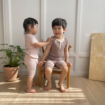 LIME&BLUE03｜(80-118cm)  素色鈕釦居家服18