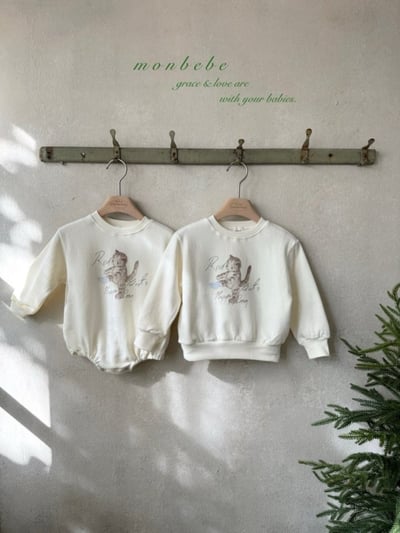 MONBEBE40｜(3m-24m) 法式小貓印花包屁衣5