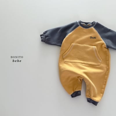 Bonito61｜(3m-18cm) 撞色小logo口袋連身衣12