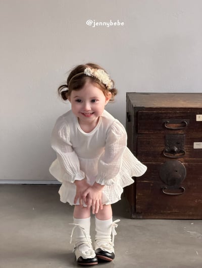 JE703｜(66-90cm) 棉紗荷葉洋裝包屁衣5