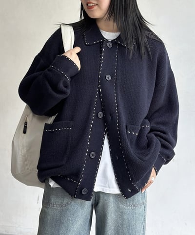 CPCM (男女) 復古縫製衣領開襟外套7