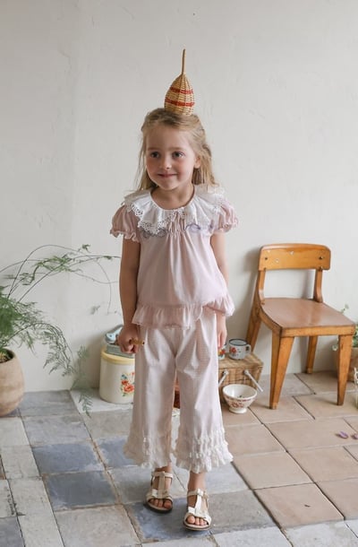 FLO36｜(75-140) 蕾絲花邊層次長褲1