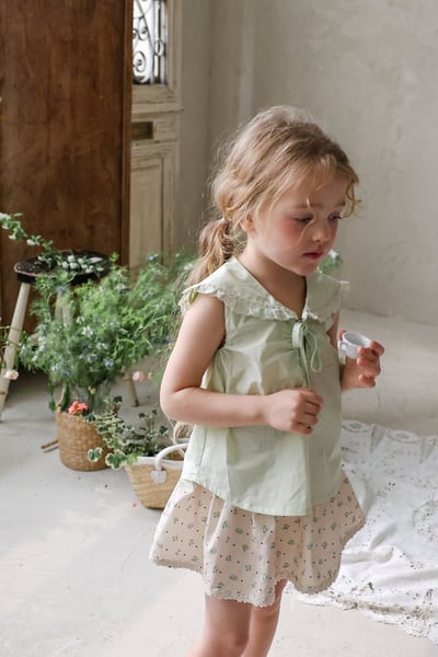 FLO40｜(75-140) 蕾絲翻領碎花褲裙9