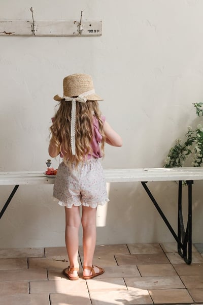 FLO32｜(75-140) 田園碎花荷葉滾邊短褲14