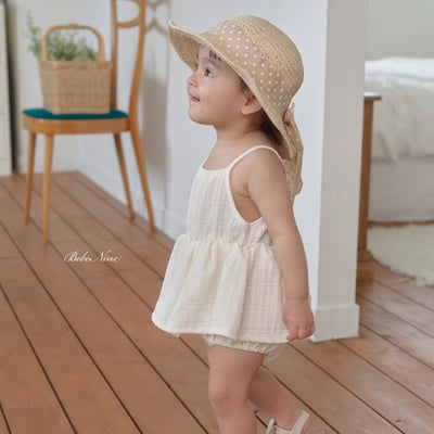 bebe nine01  (6m-24m) 3色棉麻荷葉吊帶包屁裙14