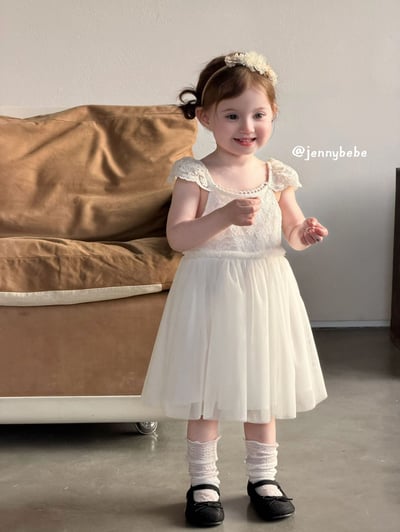 JE729｜(80-110cm) 白天鵝壓紋薄紗洋裝3