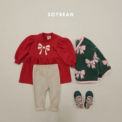 Soybean32｜(75cm-118cm) 抓絨蝴蝶結印花開襟外套20