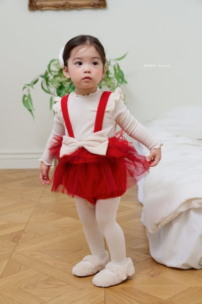 bebe nine40 (65cm-115cm) 3色柔軟摺邊上衣1