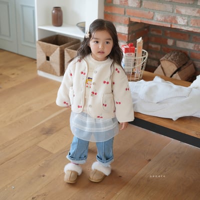 neneru19｜(70cm-125cm) 1色刺繡櫻桃刷毛外套11