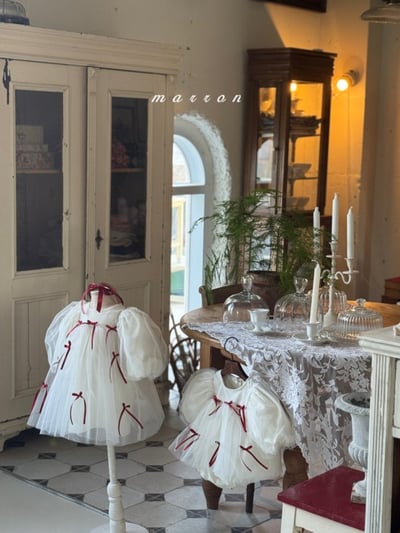 Marron 70｜(1y-6y) 蝴蝶緞帶薄紗蓬蓬洋裝10