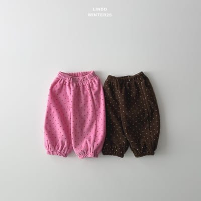 Lindo63｜(80cm-125cm) 波點磨毛休閒縮口褲1