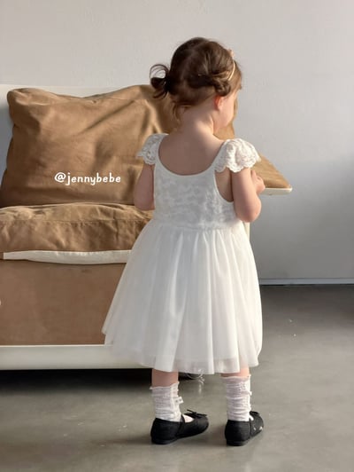 JE729｜(80-110cm) 白天鵝壓紋薄紗洋裝5