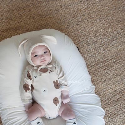 LEMONADE46｜(55cm-85cm) 2色小熊包屁衣長褲含帽子16