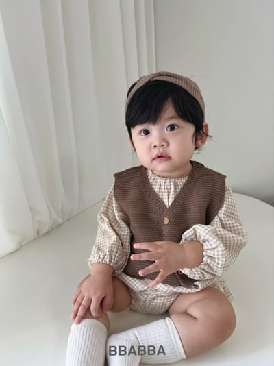 BBABBA08｜(60cm-83cm-mom) 2色棉質奶油格紋套裝6