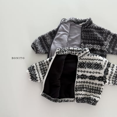 Bonito45｜(75cm-125cm) 雪花刷毛拉鍊外套2