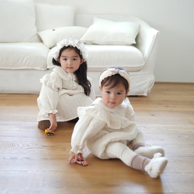 neneru03｜(60cm-85cm) 2色蝴蝶結荷葉邊包屁衣9