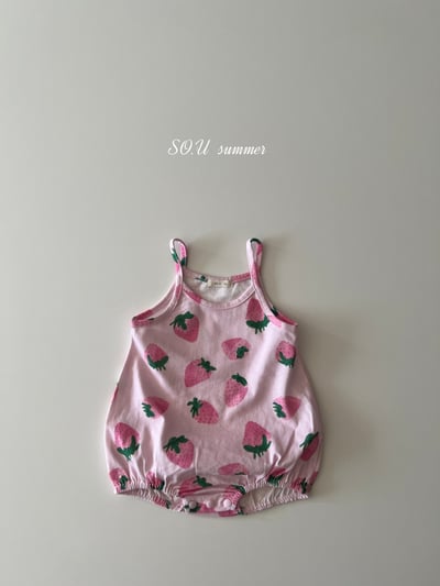 SO.U14｜(6m-18m) 草莓印花無袖包屁衣5