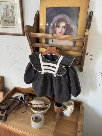 Marron 32｜(1y-6y) 法式碎花荷葉層次襯衫16