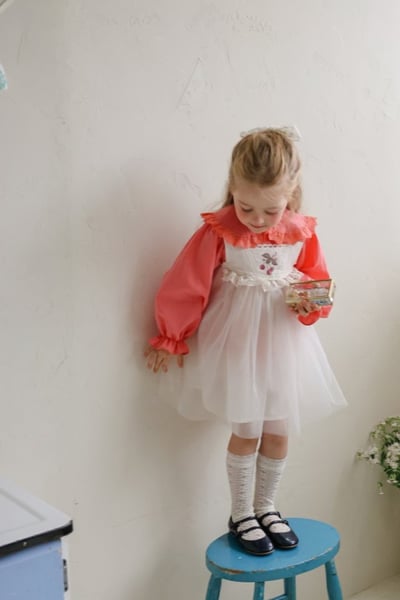 FLO16｜(75-140) 2色蕾絲滾邊薄紗洋裝14