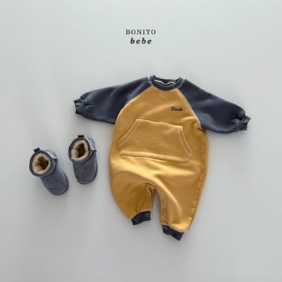 Bonito61｜(3m-18cm) 撞色小logo口袋連身衣11