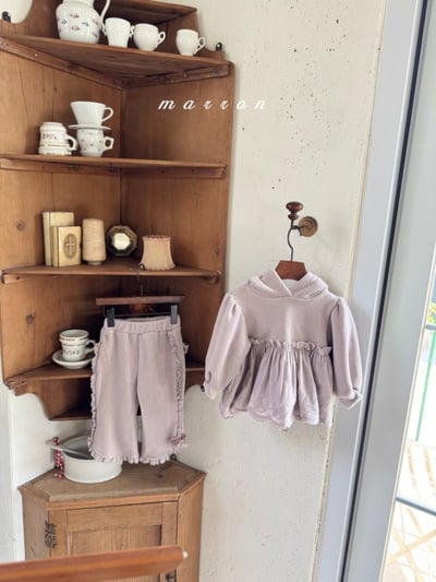 Marron 22｜(1y-6y) 刷毛蕾絲花邊長褲4