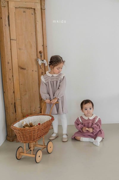 M-KIDS32｜(65-115cm) 2色抓皺圓領洋裝13