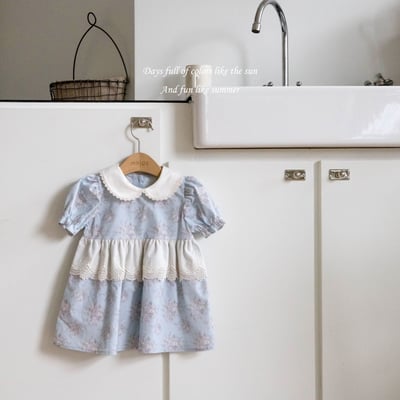 M-KIDS12｜(65-115cm) 歐式碎花滾邊洋裝4