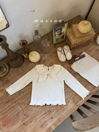 Marron49｜(1y-6y) 領結木耳邊上衣4