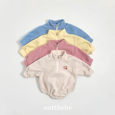 Oottbebe75｜(0m-12m)  熊熊半拉鍊包屁衣1