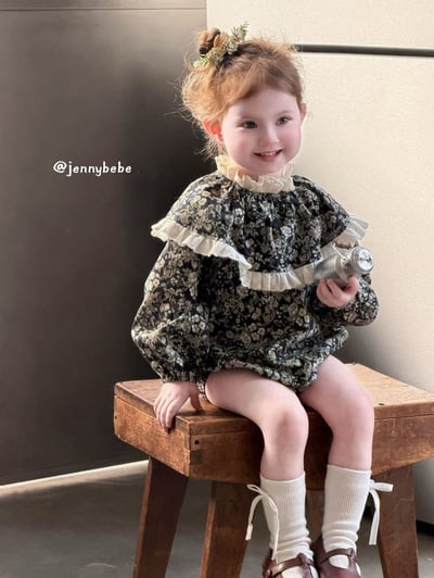 JE712｜(66-90cm) 復古碎花蕾絲花邊套裝5