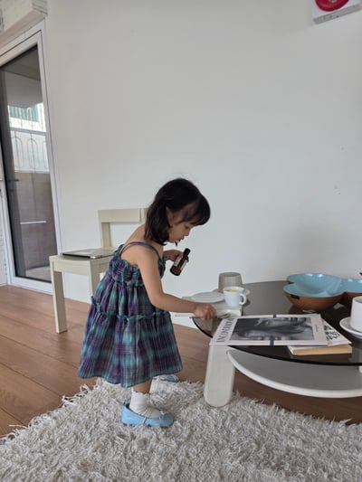 Color22｜(75-115cm) 細肩格紋洋裝9