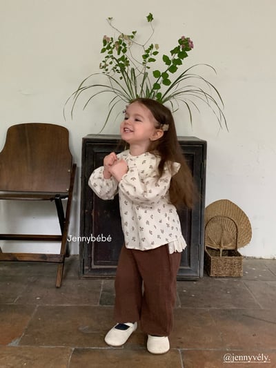 JE576｜(73-100cm) 花邊翻領碎花襯衫/棉紗花邊束口褲13