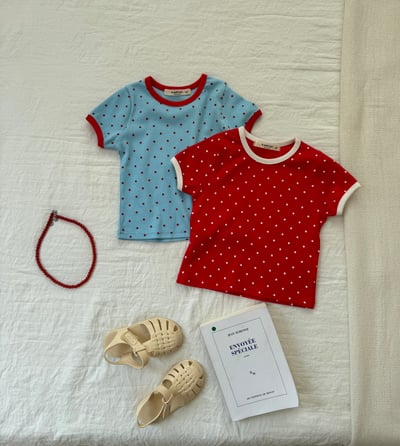 LePetitmot25｜(80-125cm) 圓點撞色上衣1