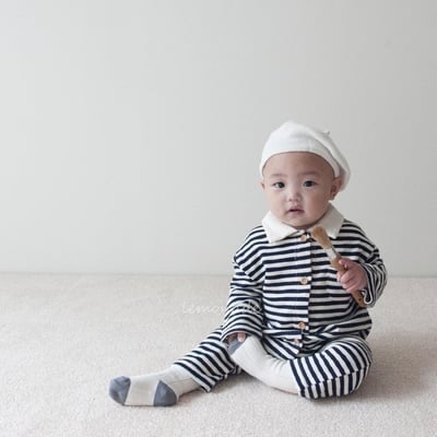 LEMONADE48｜(55cm-85cm) 2色有領條紋連身衣7