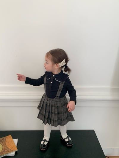 JE562｜(73cm-100cm) 格紋百褶吊帶包屁裙/立領荷葉上衣16