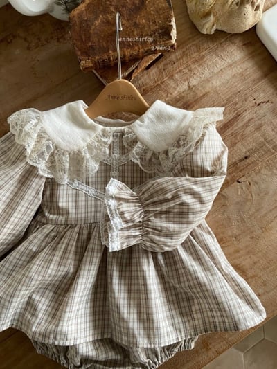 Anne Shirley01｜(3m-22m) 2色格紋蕾絲包屁洋裝12