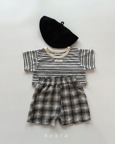 AOSTA02｜(6m-5y) 3色格子短褲5